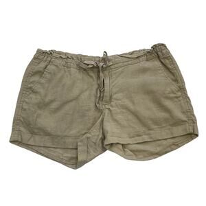 Old Navy Tan Linen Blend Cuffed Tie Shorts, Drawstring, Zipper, Size 8